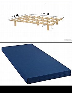 סט בסיס מיטה מעץ אורן מלא וחזק + מזרן דגם סלושן סט בסיס מיטה מעץ אורן מלא וחזק + מזרן דגם סלושן