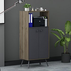 Rasha Office – ארונית אחסון רב תכליתית - אלון - לבן/פחם אגוז Rasha Office – ארונית אחסון רב תכליתית - אלון - לבן/פחם אגוז